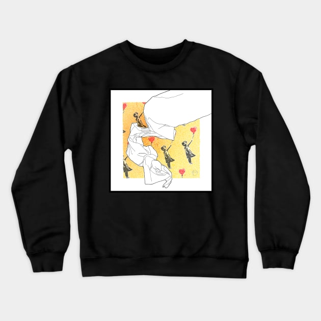 Banksy Girl With Balloon Circle Design Crewneck Sweatshirt by pbdotman